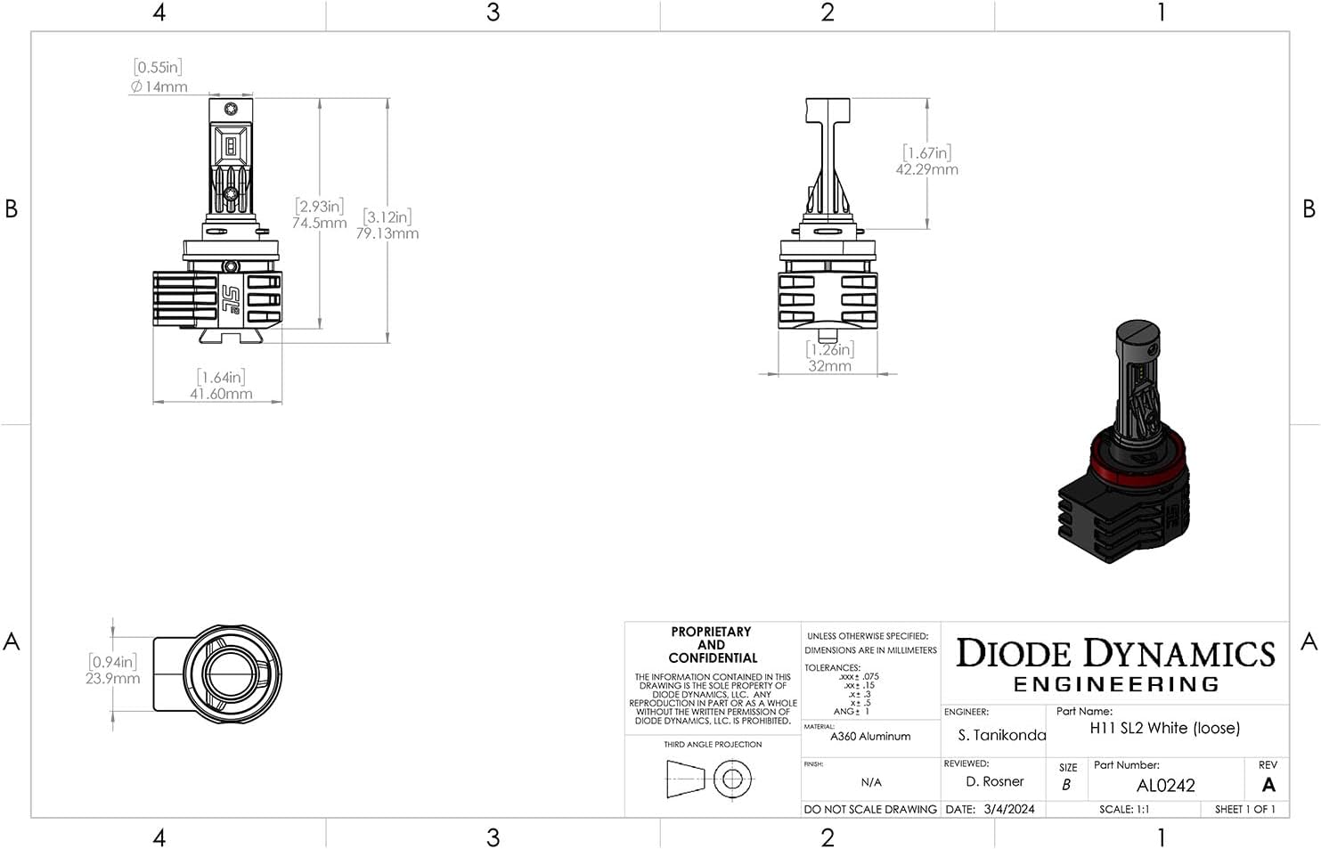 Diode Dynamics SL2 LED Fog Light Bulbs compatible with H11 bulb size (pair), Cool White (6000K)