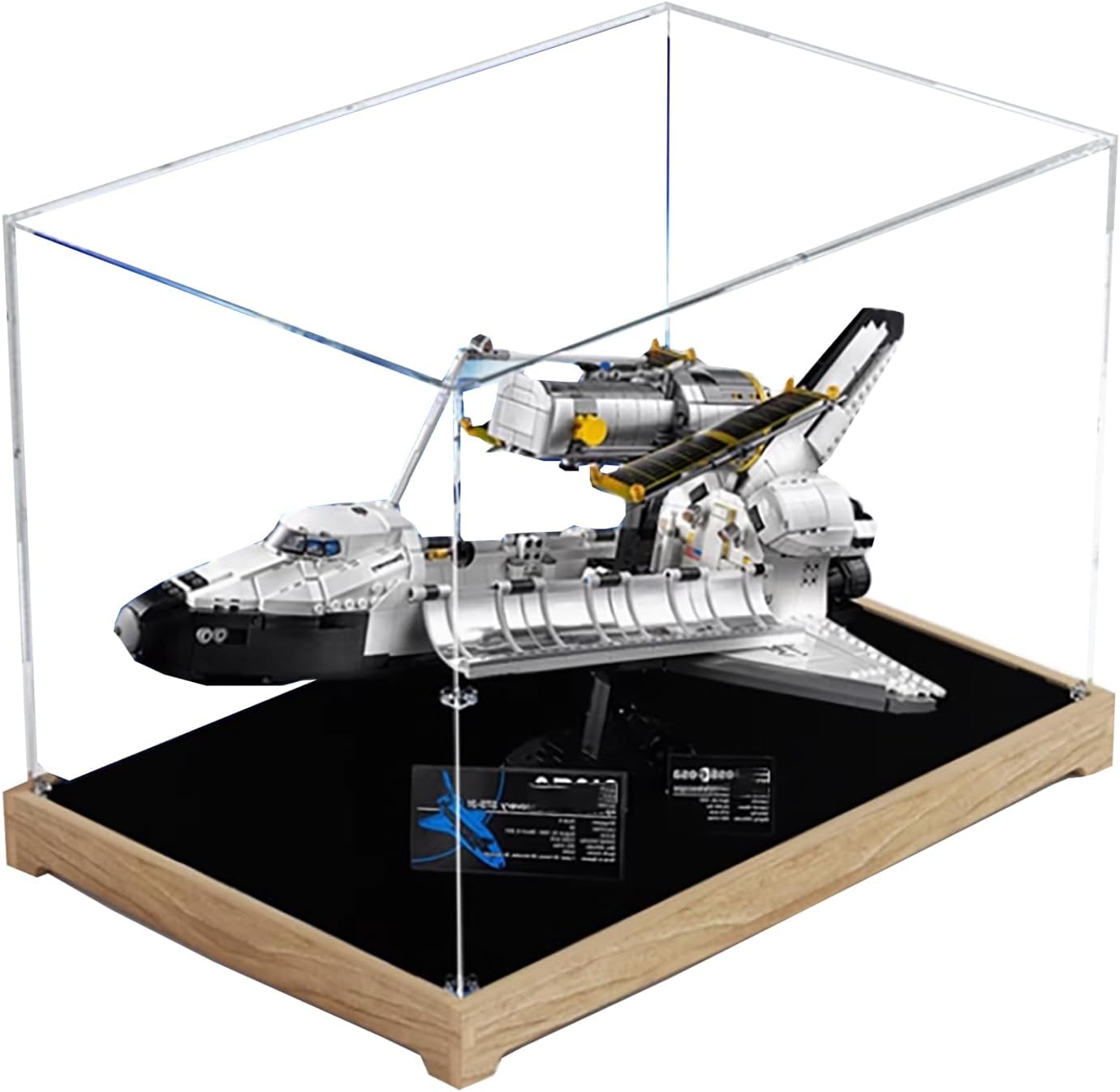 Acrylic Display Case for Lego 10283 Space Shuttle Discovery Building Set– Dustproof Display Box & Showcase, Display Box Compatible with Lego 10283 -Only Display case (Original Wood Base 3mm)