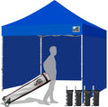 Eurmax USA 10x10 Pop Up Canopy Tent,Commercial Tent with Patented No-Tip Rolling Bag,4 Zippered Removable Walls,UV & Water Resistant Canopy Top,Heavy Duty Outdoor Gazebo,Instant Shelter(Blue)