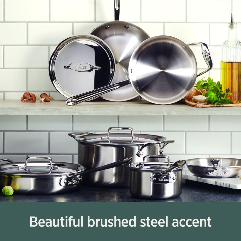 All-Clad D5® Stainless Steel Core 4 Quart Soup Pot With Lid - Made in the USA - The Upgrade for Supremely Even Heat- Oven Safe & Induction Compatible Cookware
