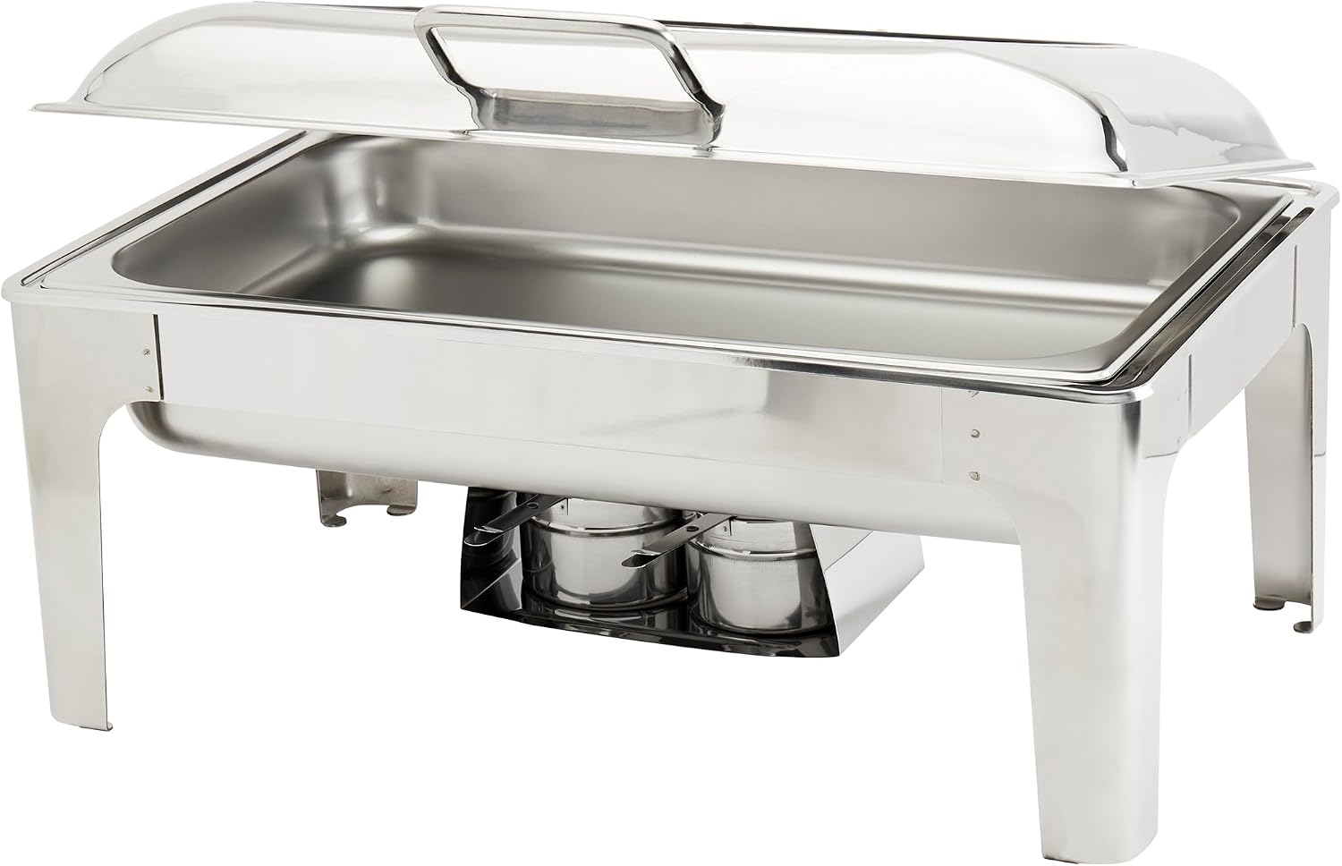 Denmark Tools for Cooks Celebrations Cookware Collection 6 Piece 9.5-Quart Heavy Gauge Stainless Steel Rectangular Chafing Dish Set with Hydraulic Soft Close Glass Lid for Entertaining & Catering