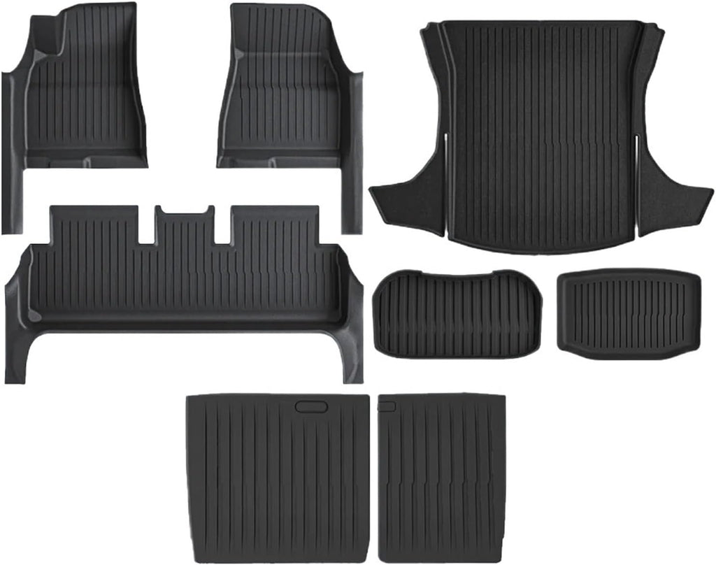 TPE Floor Mat Compatible with Tesla Model 3 2024 with Door Sill Protector Trunk Mats with Front Rear Cargo Liner Compatible with Model 3 Highland(SNFM-8PCS)