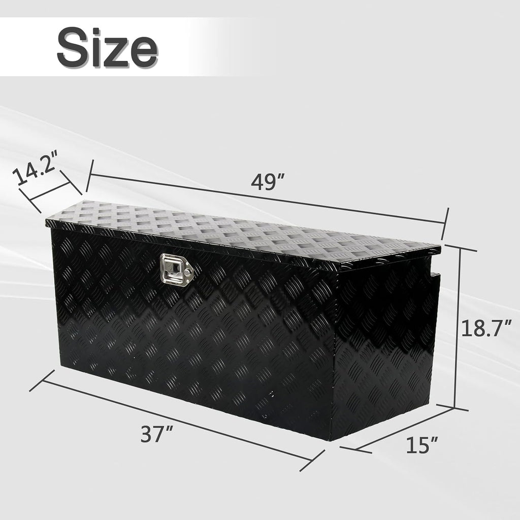 49' Aluminum Tool Box Storage Box with Lock & Keys (50.8x20.3x15.6 inches, 33.7 lbs, Water Resistant, Black)