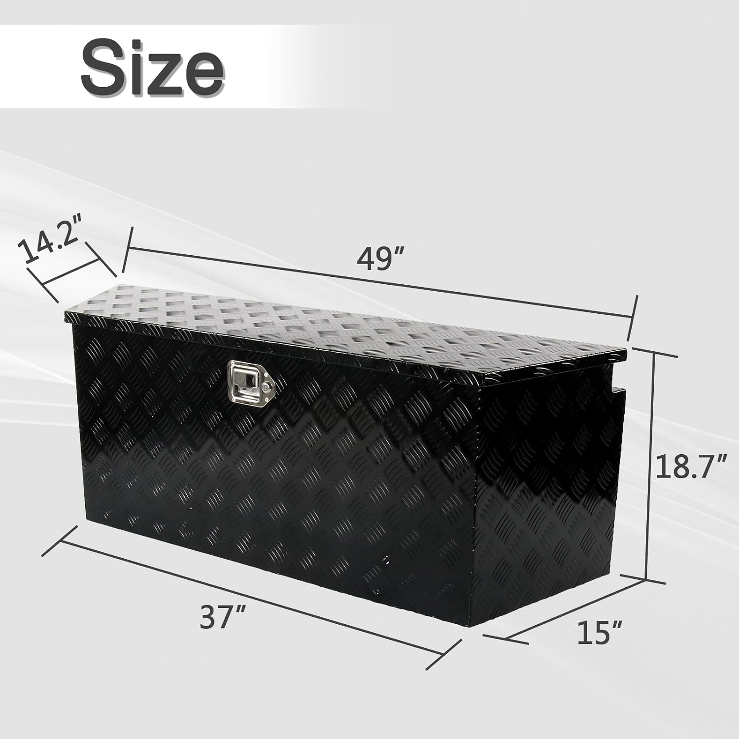 49' Aluminum Tool Box Storage Box with Lock & Keys (50.8x20.3x15.6 inches, 33.7 lbs, Water Resistant, Black)