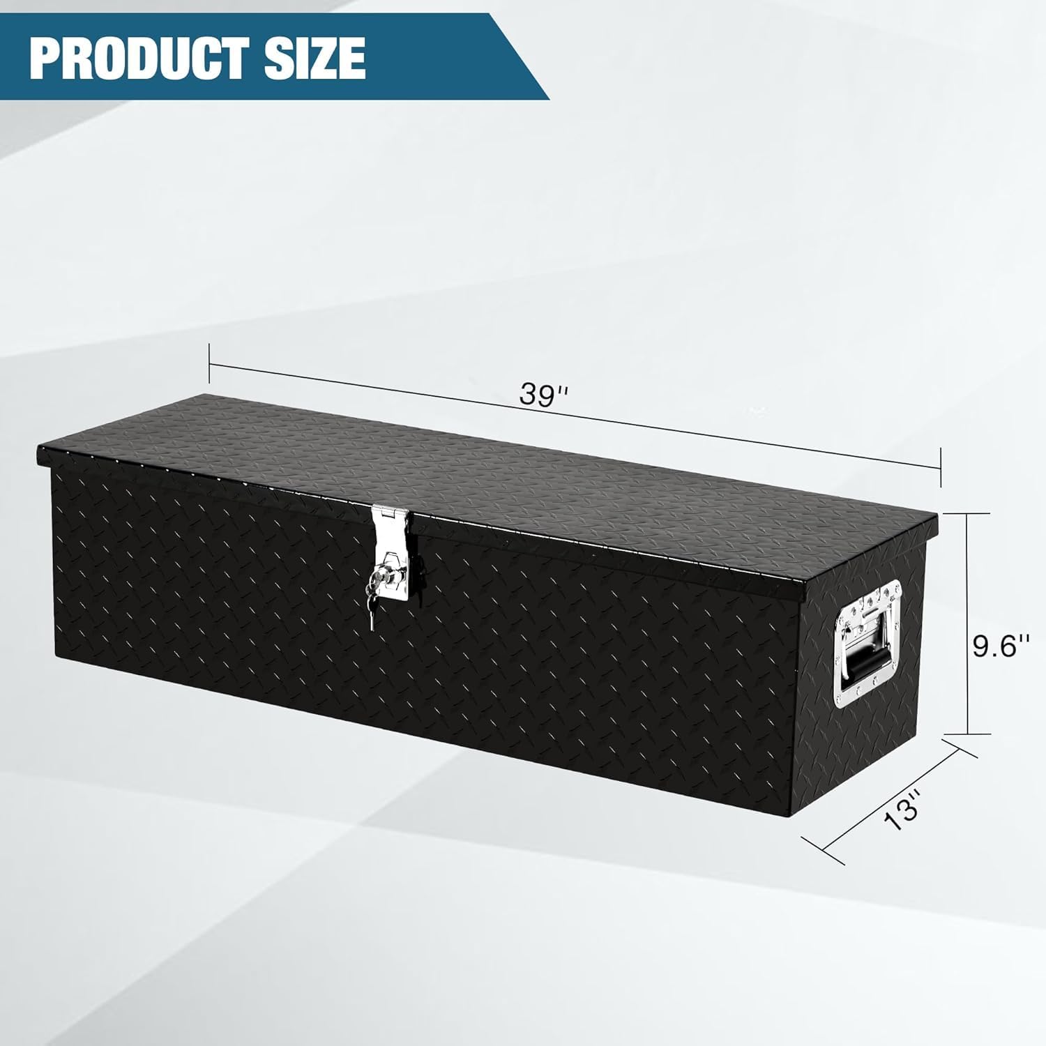 Aluminum Truck Tool Box Jobsite Storage Box Toolbox Chest Cabinet Heavy Duty Truck Bed Toolbox Gangboxes Tools Organizer Pick Up Truck Bed RV Trailer With Side Handles