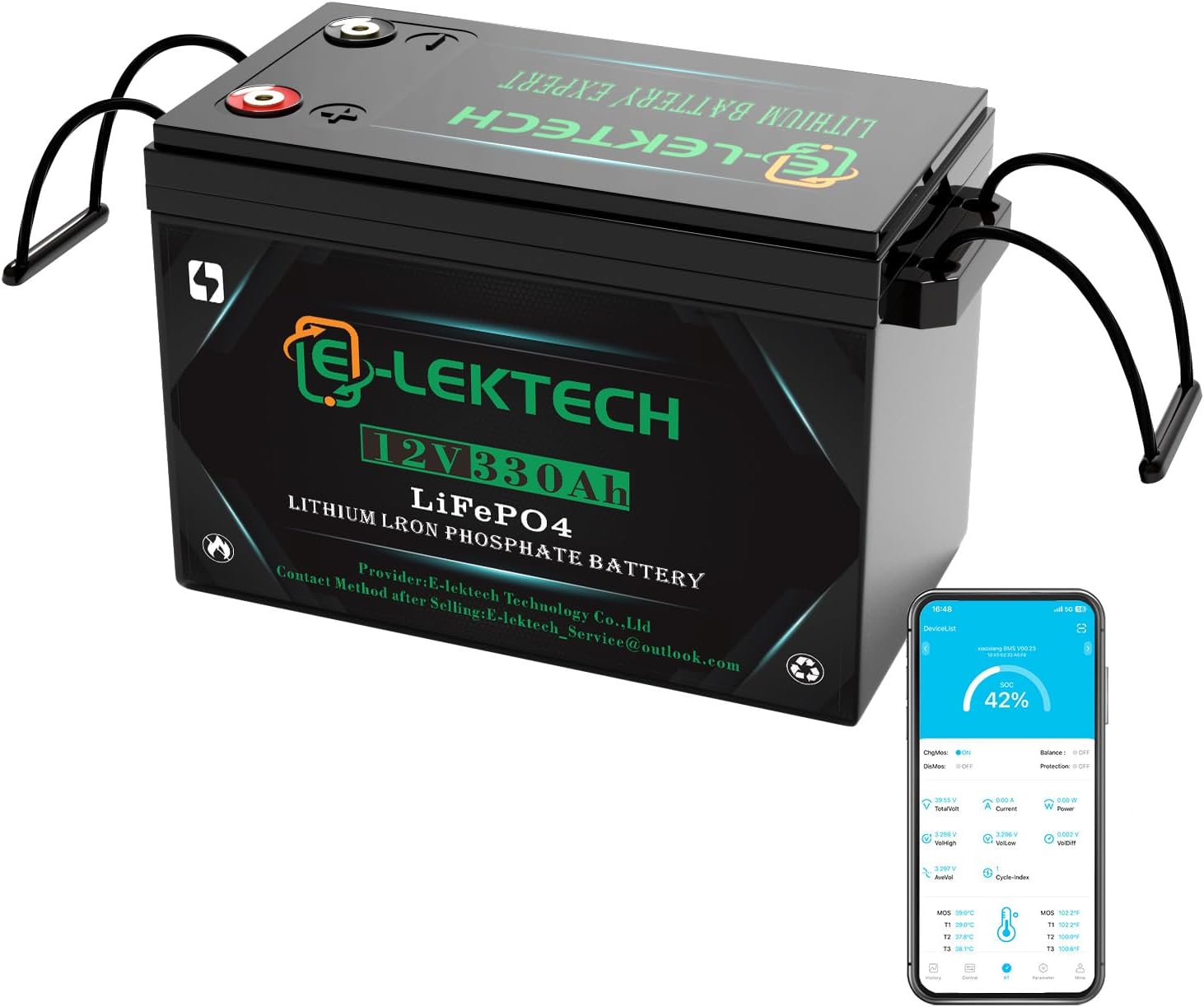 12V 330Ah LiFePO4 Lithium Battery Built-in 200A BMS Rechargeable Mini LiFePO4 Battery Up to 10000 Cycle Lithium Battery, 10-Year Lifespan, Perfect for RV, Solar, Marine, Home Energy Storage