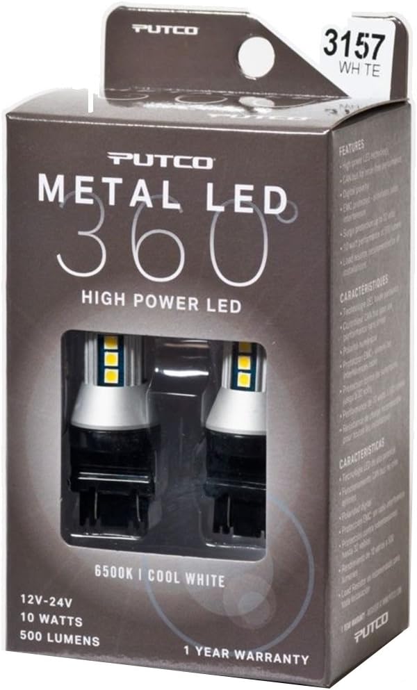 Putco 343157W-360 Pair of White Plasma LED Brake Light Bulbs