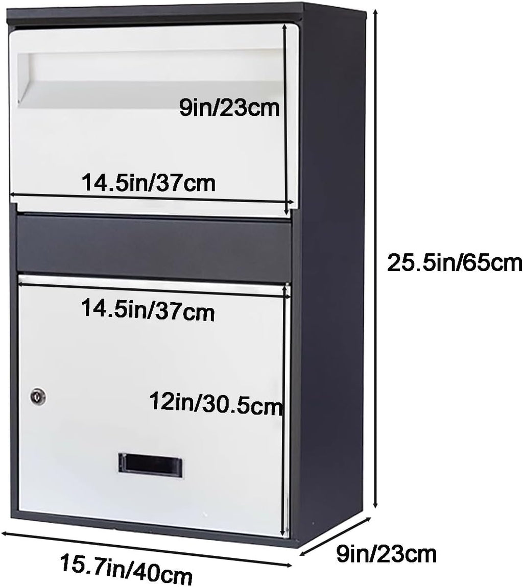 Mailboxes for Outside, Extra Large Capacity Modern Mailbox, Freestanding Mail Box for Packages, with Lockable Secure Storage(Black,25.5in/65cm)