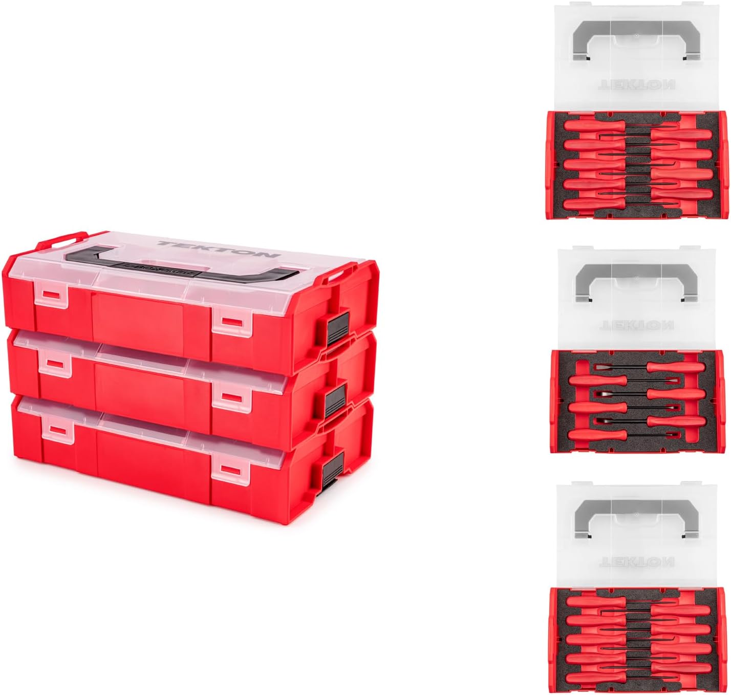 TEKTON Pick, Hook, and Mini Pry Bar Set with Mini Stacking Tool Boxes (24-Piece) | LVR14001
