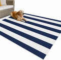Outdoor Rug 4x6ft Nautical Striped Navy Blue and White Patio Area Rugs Waterproof Easy Cleaning Non Shedding Thick Mats Stripes Carpet for Indoor Outdoor Porch Deck Backyard Balcony
