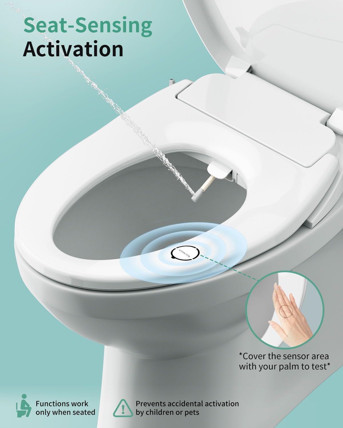 SR SUN RISE Electric Bidet Toilet Seat Elongated - Dual Nozzles for Female & Hip, Comfort Heated Seat & Air Dryer, 6 Wash Modes, Remote & Knob Control, Silent Close Lid, Nightlight, Ultra-Slim