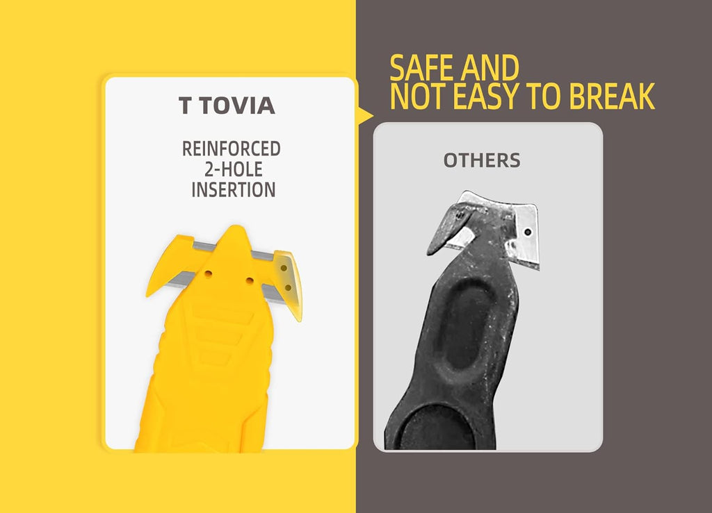 200-Pack Safety Box Cutter, T TOVIA SK2 Stainless Steel Concealed Blade Package Opener with Tape Splitter for Cartons, Cardboard, Wrap, Straps, Film (Yellow)