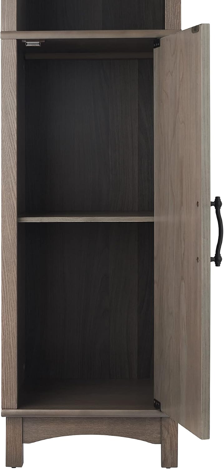 Teamson Home Russell Modern Farmhouse Linen Tower Storage Cabinet with Open Shelves, Salt Oak