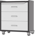 Metal Garage Storage Cabinet with Wheels, Rolling Tool Cabinet with 3 Drawers, Heavy Duty Mobile Steel Cabinet for Garage Warehouse Workshop, Assembly Required