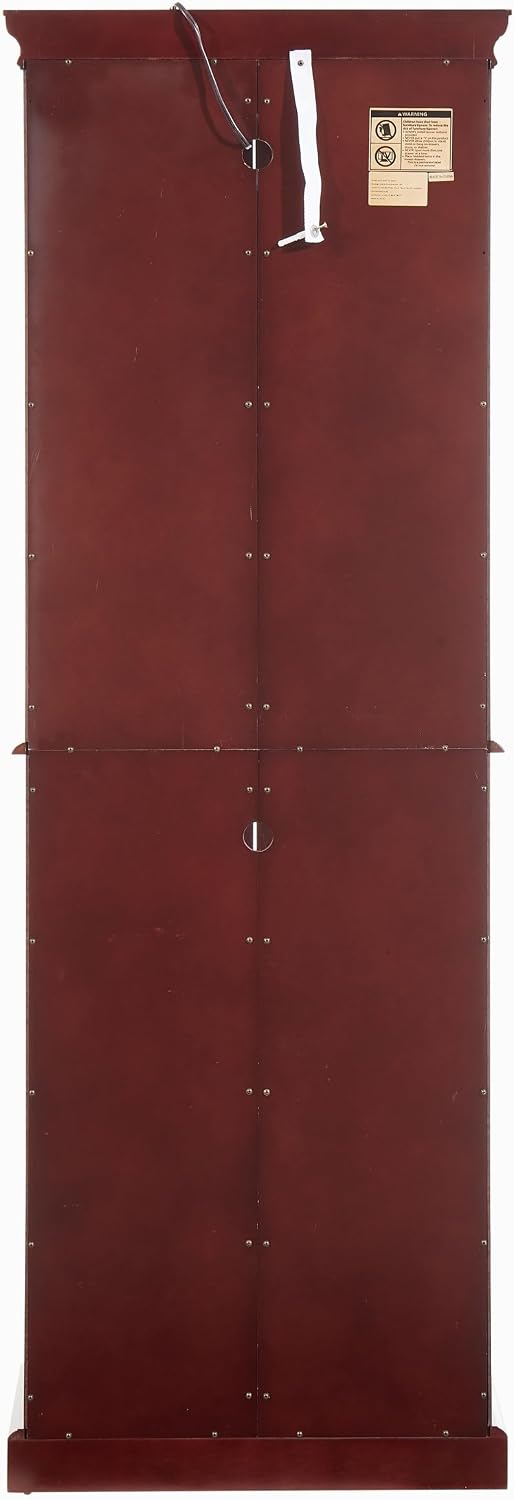 71' Lighted Curio Cabinet with 6 Adjustable Shelves, Vintage Glass Display Case, Tempered Glass Doors, Tall Wine Bar Cabinet for Living Room Liquor Storage (E26 light bulb not included) (Cherry)