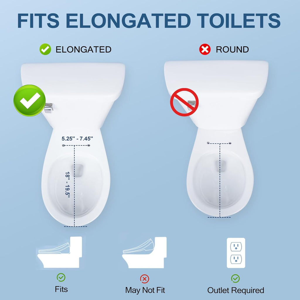 Electric Bidet Toilet Seat, Elongated, Warm Water with Air Dryer, Heated Seat and Slow Close Lid, Front and Rear Wash, LED Nightlight, Wireless Remote, White, 101