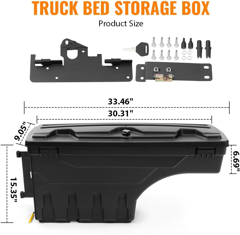 G-PLUS Truck Bed Storage Box Left Driver and Right Passenger Side Compatible with Compatible with Toyota Tacoma 2005-2020 All Engine Rear Tool Box Black 2PCS