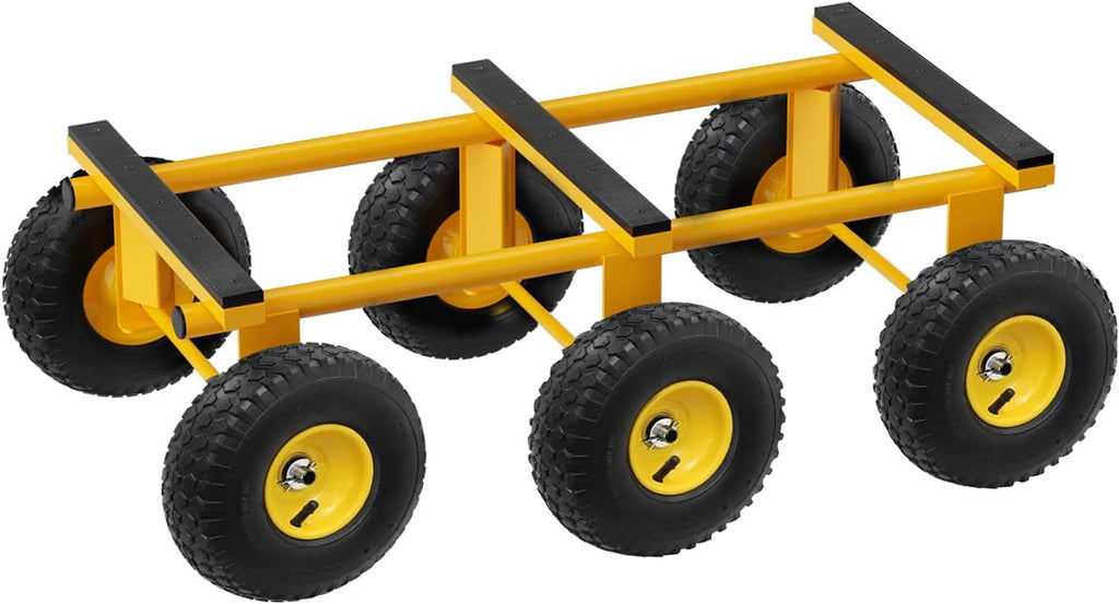 6 Wheel All Terrain Dolly, Heavy Duty Furniture Dolly 1300 Lbs Capacity, 10' Inflatable Tires Big Wheel Dolly, All Terrain Mover for Homes, Logistics, Warehouses, Shopping - 35.5' x 18' - Yellow