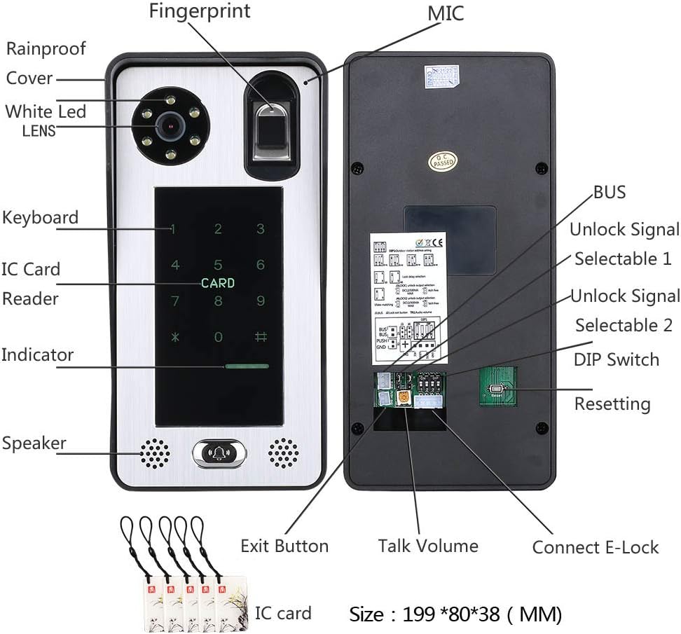 2 Apartment Bus 2 Line Video Doorbell Intercom System 7 Inch Electronic Door Lock Home