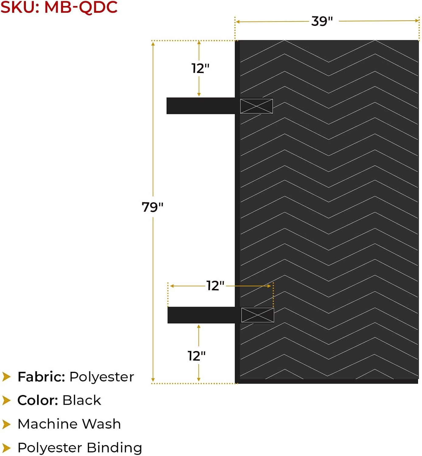 Mytee Products 4 Pack Black Quilted and Padded Door Moving Cover - 39'x79' Polyester Washable and Reusable Furniture Door Blanket for Interior Exterior Use