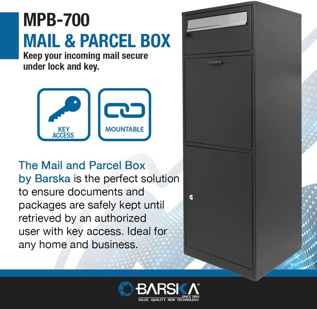 Barska Large Package Delivery Parcel Mail Steel Drop Box for Porch with Advanced Push Lock, Mail Slot & Anti-Theft Drop Slot