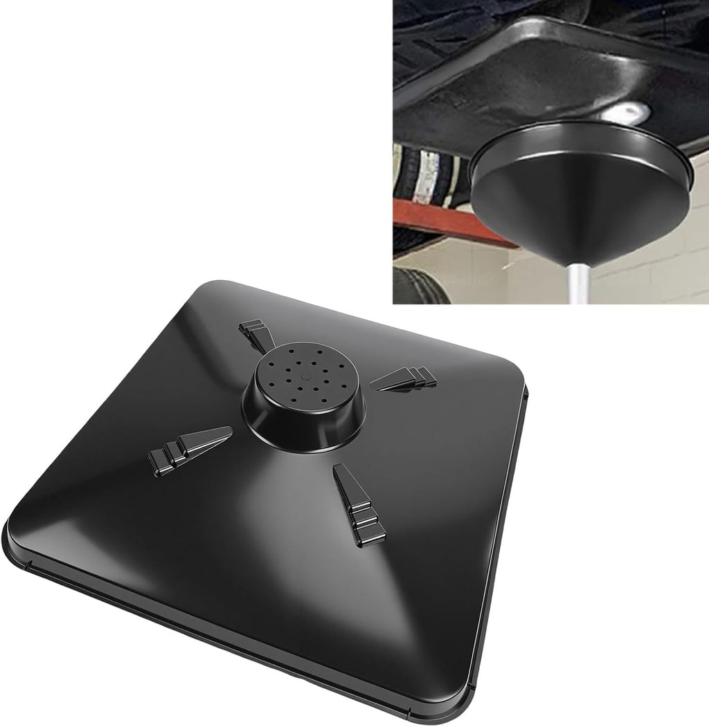 Transmission Drain Pan, 15L HDPE Oil Drain Splash Pad Change Tray Square Oil Pan for Many Different Funnel, Efficient Fluid Collection for Car, Truck, Garage Use