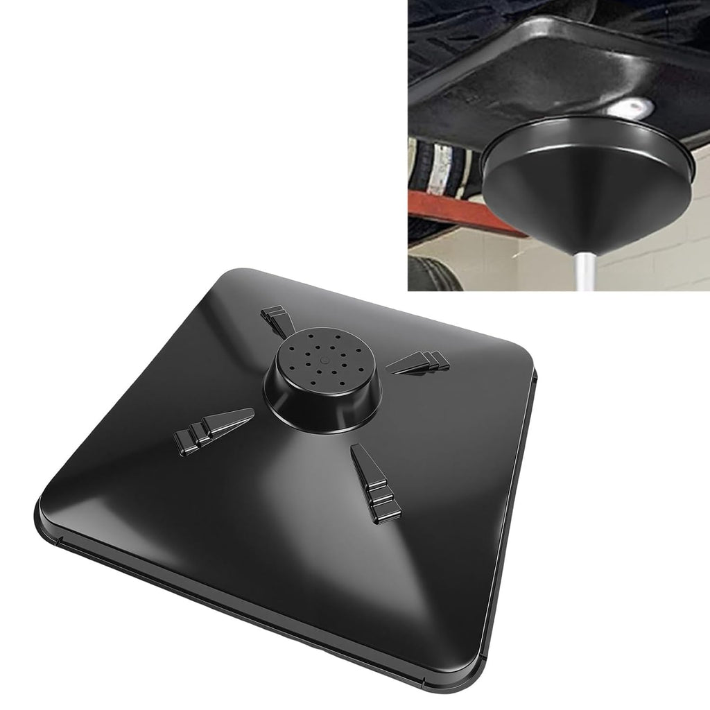 Black Transmission Pan for Use with Lift Oil Drains, Large Fluid Catch Square Drain Pan Fits Many Different Funnels, Easy to Clean for Automotive Repairs and Oil Changes