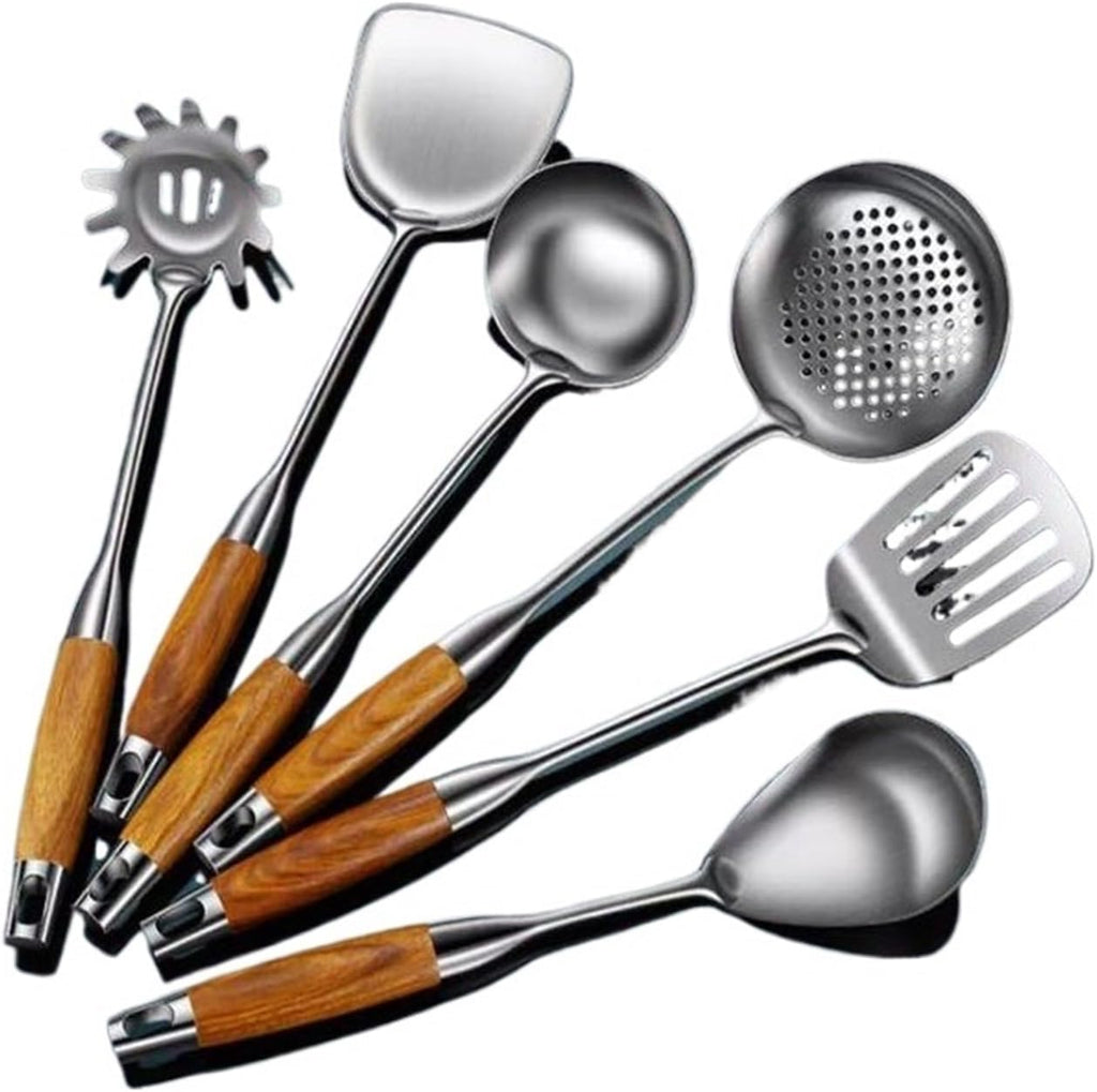 Kitchen Tools Cookware Dining 6 Pieces Sets Spoons for Cooking Spatulas 316 Stainless Steel Cooking Utensils Spatulas Spoons Gadgets