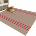 Outdoor Rug 4x6ft Vintage Red Line Stripes Patio Area Rugs Waterproof Easy Cleaning Non Shedding Thick Mats Brown Carpet for Indoor Outdoor Porch Deck Backyard Balcony