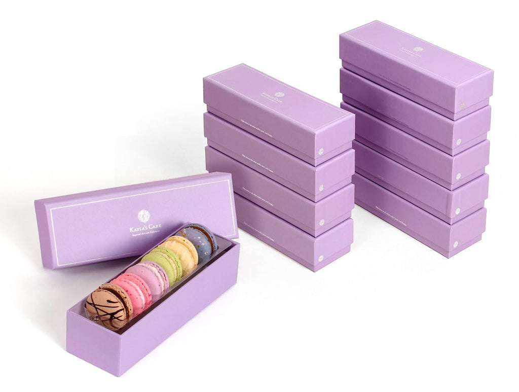 Kayla's Cake Premium French Macarons Cookies Gift Baskets Gourmet Chocolate Box Food Desserts Birthday Snack Care Packages Holiday Thank You Signature Box of 6 Bundle (Pack of 10)