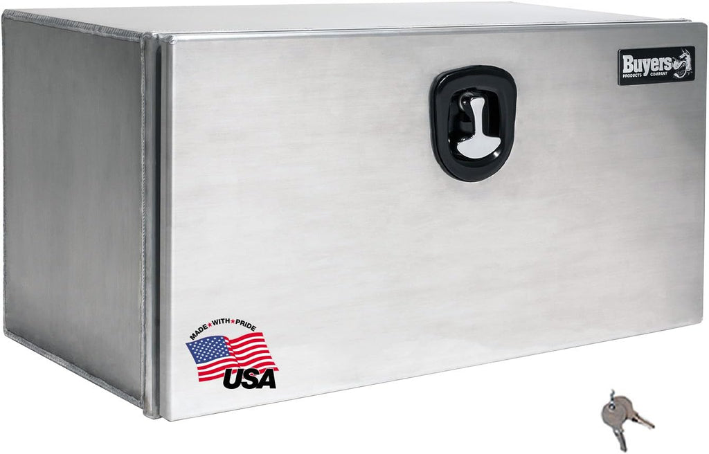 Buyers Products 1706400 Underbody Truck Box, Smooth Aluminum, 18x 18x 24 Inches, Made in the USA, Lockable T-Latch, Heavy Duty Truck Tool Box, Silver