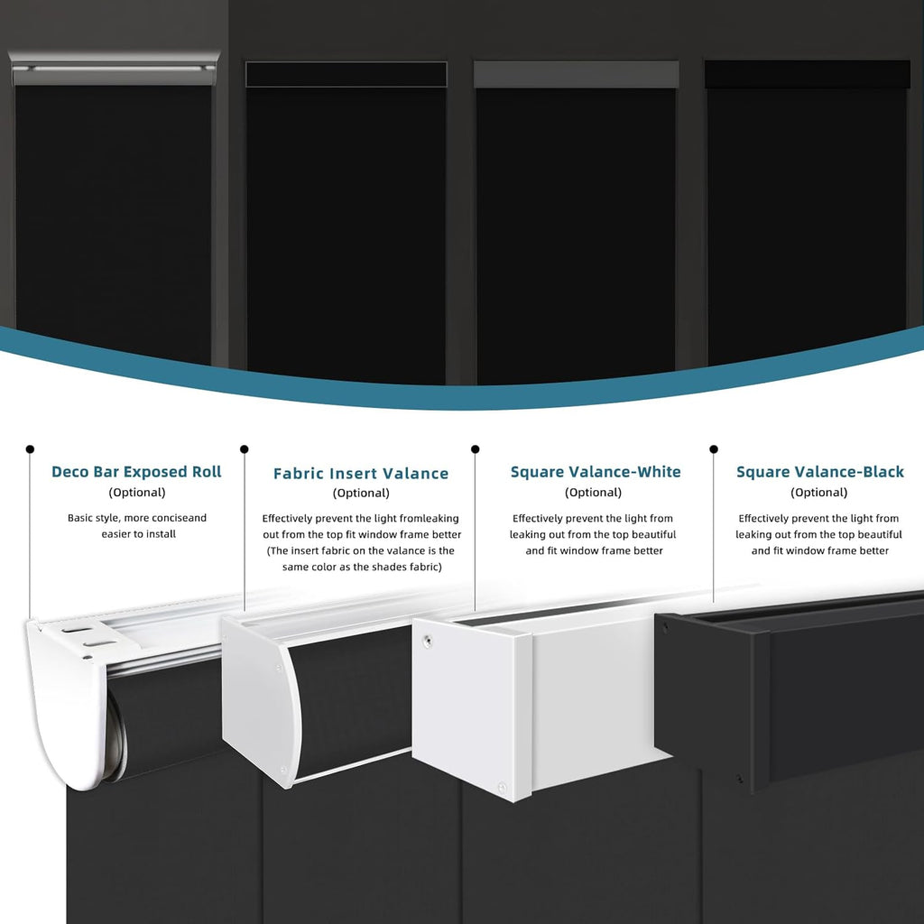 Motorized Shades,Smart Blinds with Remote,100% Blackout Roller Blinds,Work with Google Assistant,Homekit,Automatic Shades,Custom Widths from 16' to 110',Vinyl Black