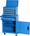 5-Drawer Rolling Tool Storage Chest Cabinet with Detachable Top Tool Box, Liner, Universal Lockable Wheels,37.6'x 20.7'x 11' Expandable, Locking Mechanism, Metal Tool Cart for Garage Workshop