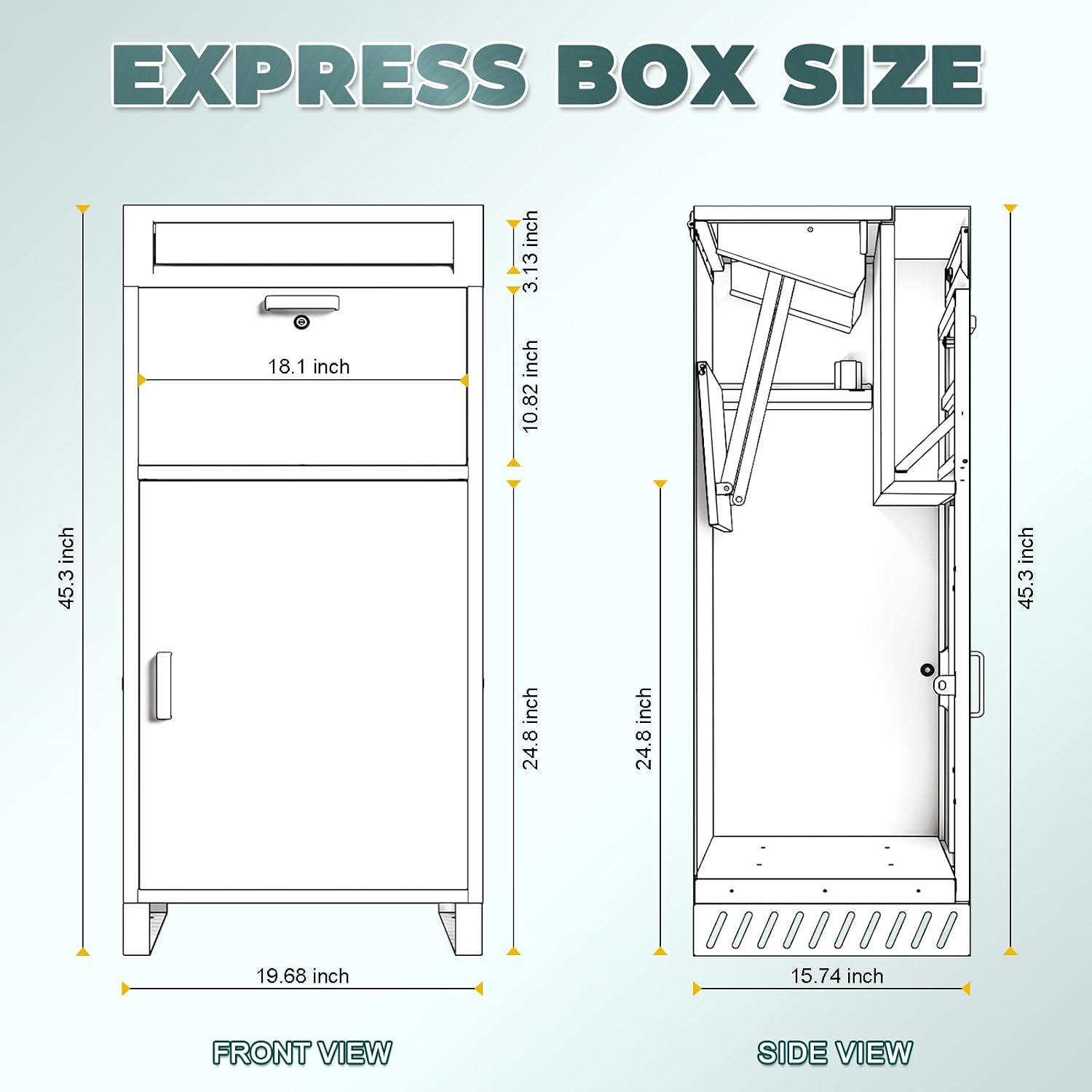 Package Delivery Boxes & Mailbox for Outside, No Assembly Required Large Parcel Drop Box with Keys, Steel Mailbox with Waterproof Anti-Theft Function, Not Easy Deformed for Home, Porch, Business