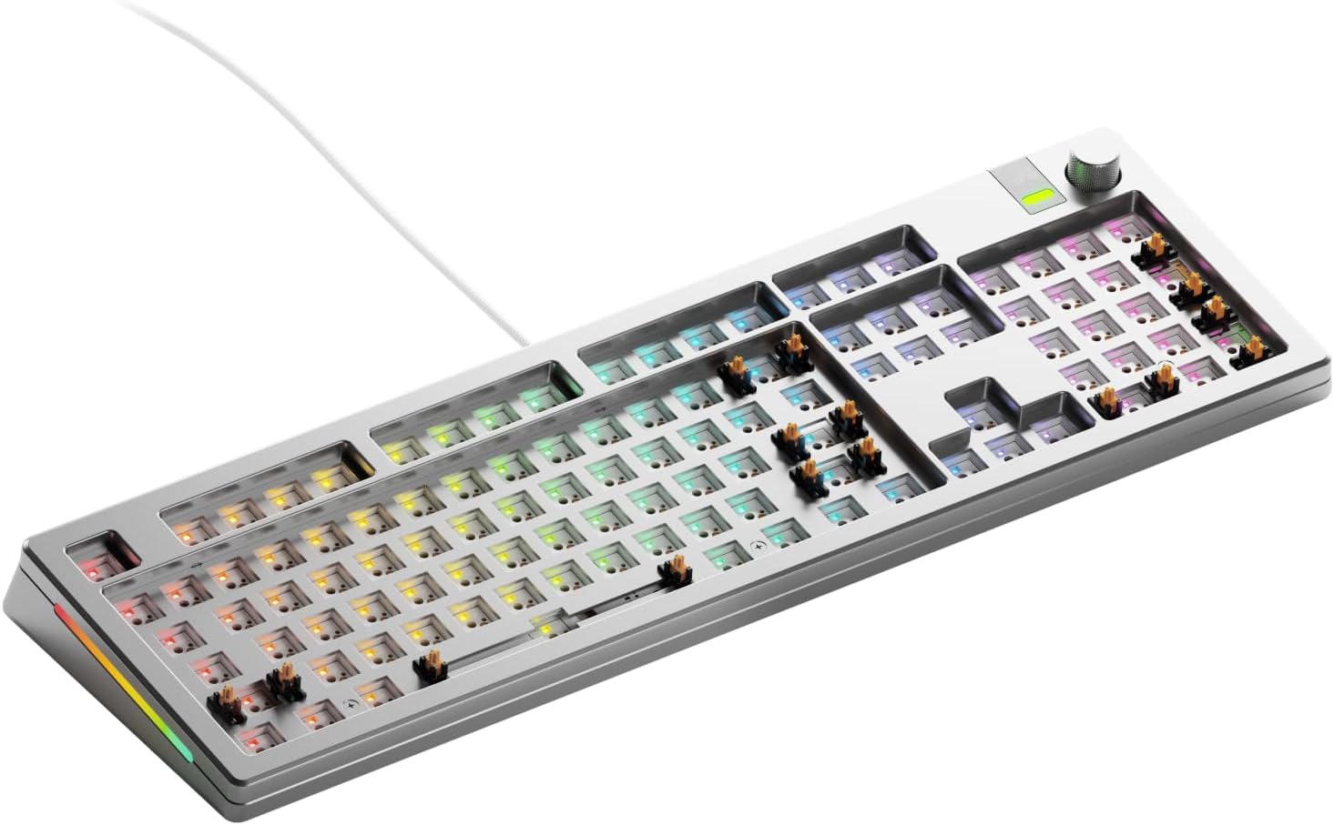 GLORIOUS Gaming - GMMK 3 PRO Barebones Custom Keyboard Kit w/Knob, Custom Modular Aluminum Body & Gasket System, Hotswappable 100% Keyboard, Sound Dampening Foam, Aluminum Switch Plate ANSI (Silver)