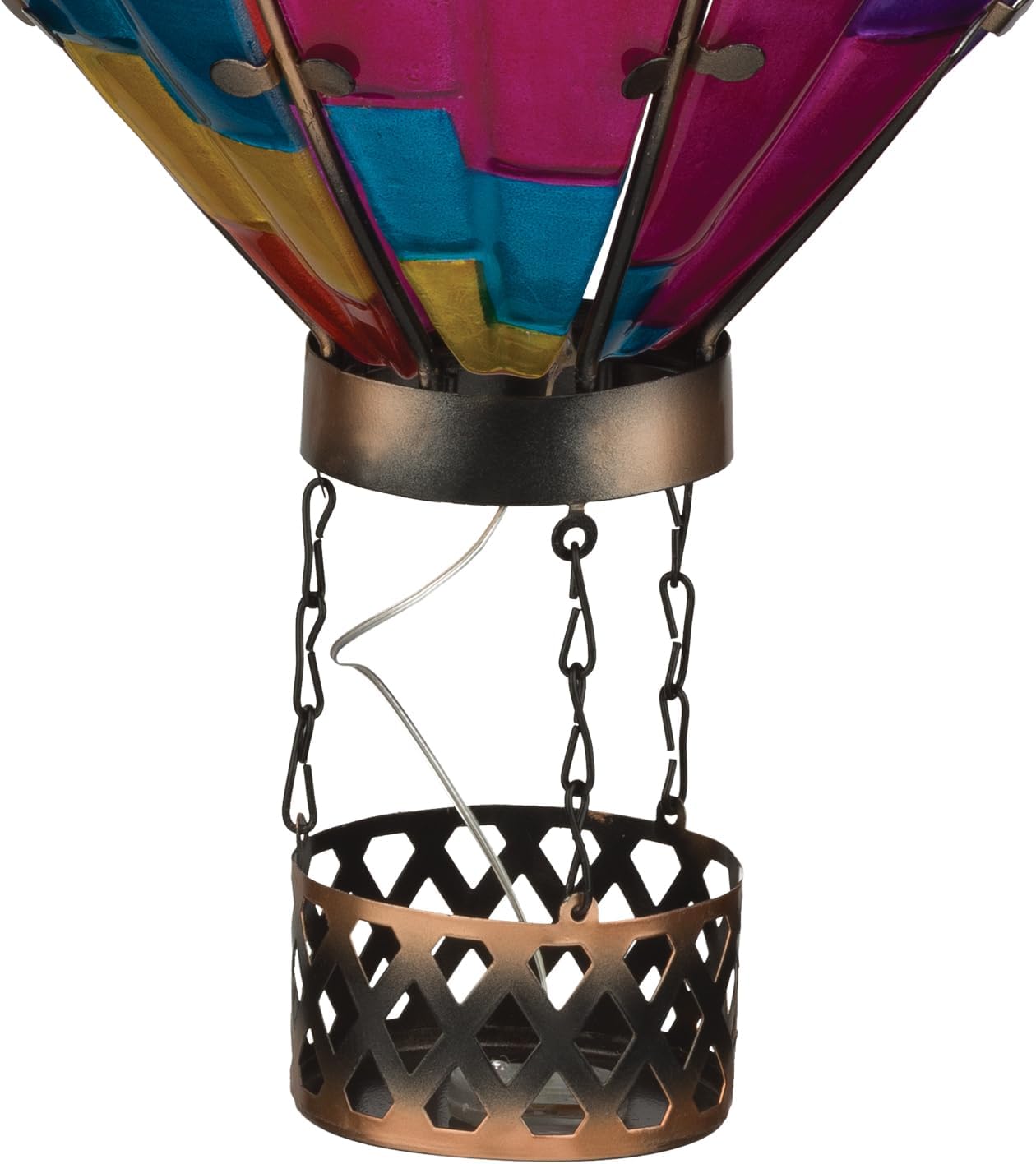 Regal Art & Gift Hot Air Balloon Solar Lantern – Hanging Solar-Powered LED Lights, Waterproof Portable Decorative Outdoor Lamp Made of Metal & Glass for Garden, Patios & Pathway – Stripe(X-Large)