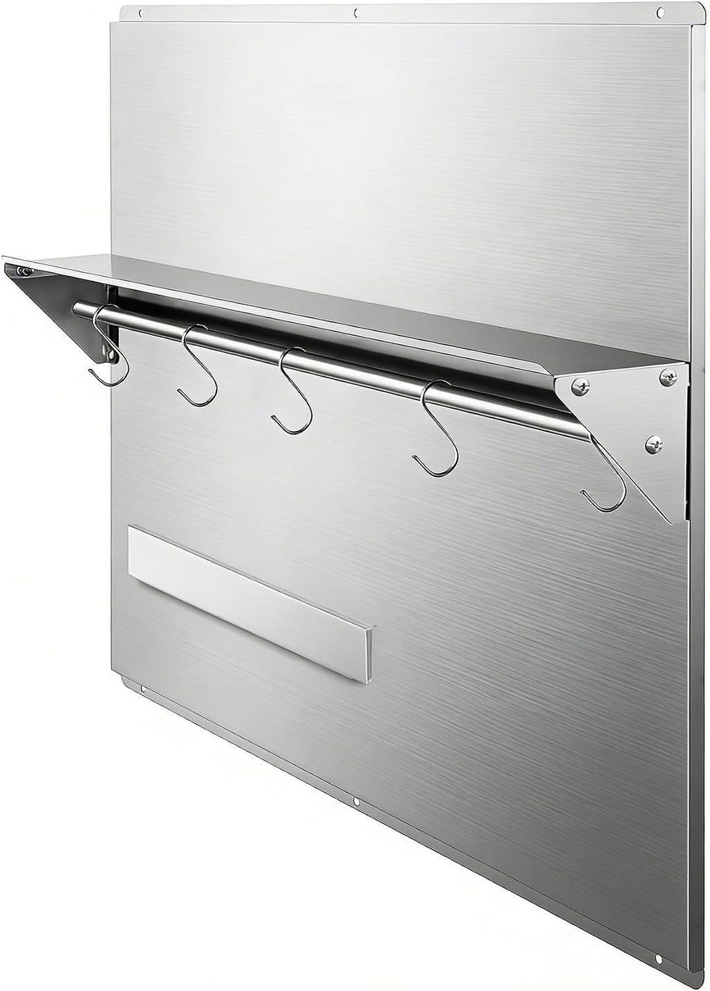 Range Backsplash – 36'x30' Stainless Steel Backsplash with Storage Shelf & Magnetic Knife Holder, Stove Backsplash for Kitchen Wall Protection, Pre-Drilled Holes for Easy Installation & Easy Clean