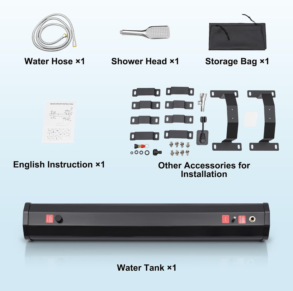 5.28 Gallon Pressurized Water Tank,Portable Car Camping Shower Water Storage Roof Rack Mounted Solar Shower or Overland Off-Road Vehicles, Pick-up Truck,Outdoor Activities Water Supply, RV, Camping