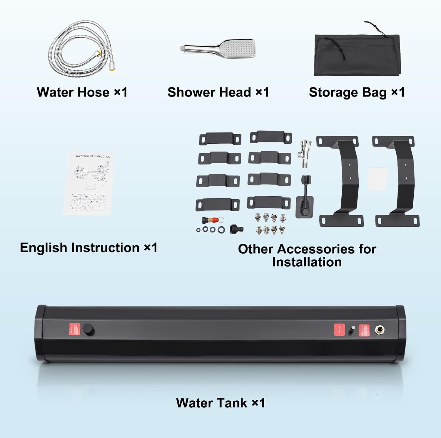 5.28 Gallon Pressurized Water Tank,Portable Car Camping Shower Water Storage Roof Rack Mounted Solar Shower or Overland Off-Road Vehicles, Pick-up Truck,Outdoor Activities Water Supply, RV, Camping