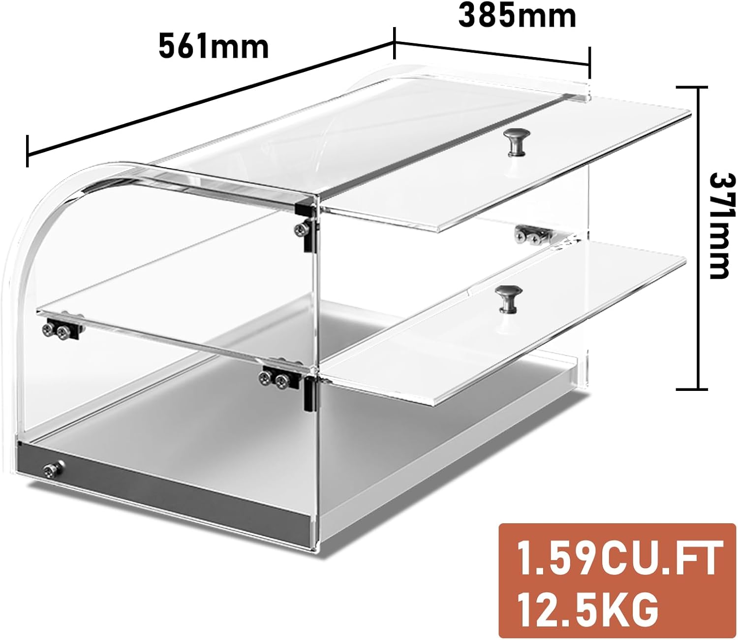 1.59 Cu.ft Malphi Large Pastry Display Case Countertop | Commercial Bakery Display Stand Cupcake Holder Tempered Glass | Large Bread Cookie Display Box | 22.1' x 15.2' x 14.6' | 27.5 lbs |