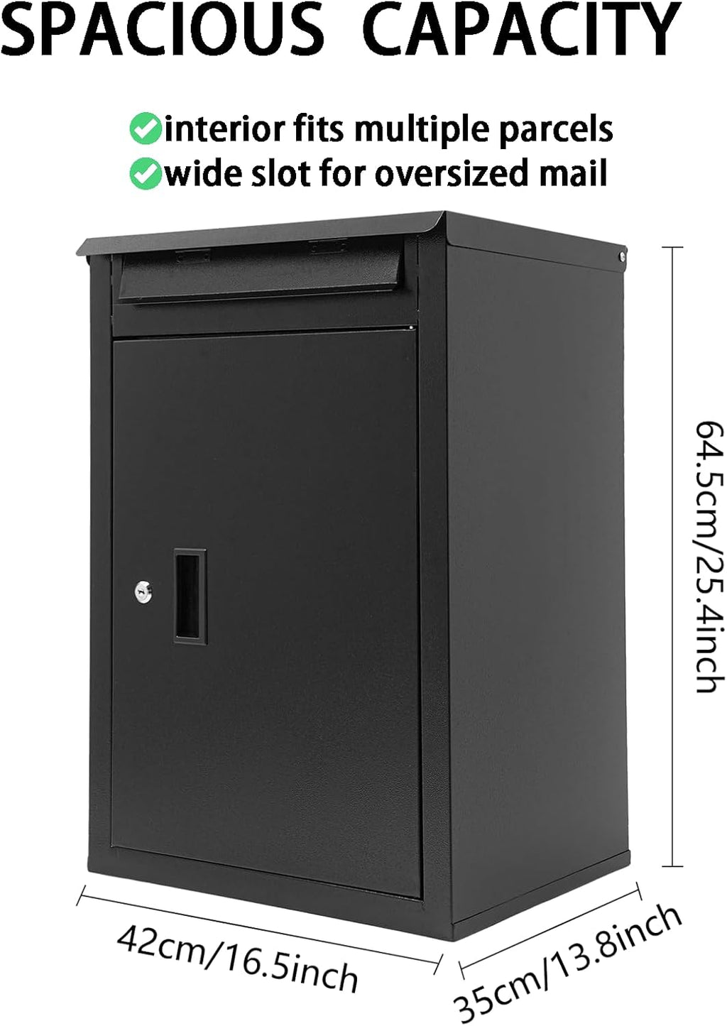 Wall-Mounted Parcel Drop Box & Mail Box with Key Lock, Large Capacity Heavy Duty Weatherproof Security Mailbox for Letters Packages, Home Office School Installation Included,16.5 * 13.8 * 25.4in