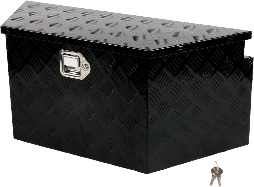 34 Inch Aluminum Utility Trailer Tongue Tool Box Wide Utility Trailer Tongue Toolbox RV Storage OrganizerTrailer Storage Tool Box With Lock & Keys Black,5 Bar Tread (34'X14.5'X15')