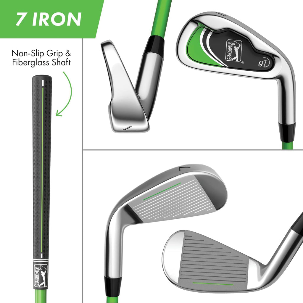 PGA Tour Youth Golf Club Set – Ages 3-5 (3'6'-4'1') and 5-8 (4'1' - 4'8') Right and Left Handed Beginner Junior Golf Clubs with Lightweight Golf Bag, Mallet Putter, Driver by Golfgen