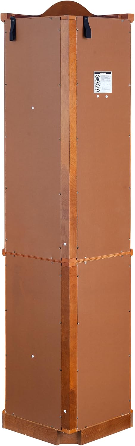 Classic Corner Curio Cabinet with Lights, Glass Display Cabinet for Living Room - Adjustable Tempered Glass Shelves, Wall Mountable, Oak Finish (Oak)