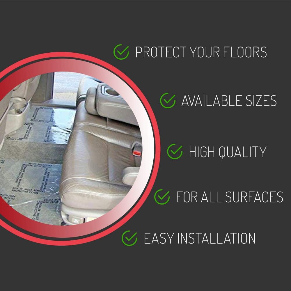 HI-TECH Clear Adhesive Car Carpet Protector Film Roll – 24' x 300' – 6mil Disposable Sticky Floor Mat Cover – Perforated Sheets – Auto Detailing, Service, Personal Use