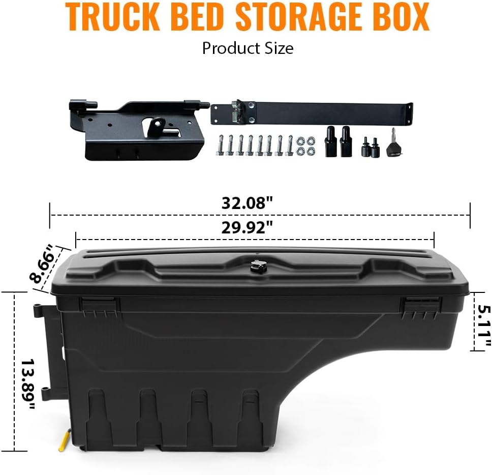 G-PLUS Lockable Truck Bed Storage Toolbox Driver and Passenger Side Compatible with Dodge Ram 1500 2500 3500 2002-2018