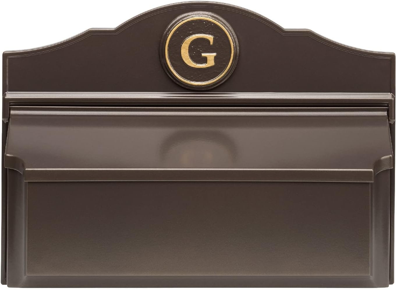 Whitehall Custom Wall Mount Mailbox Package - Mail Box with Monogram, Sand Cast Aluminum, Classic Design Bronze Personalized in Goldtone