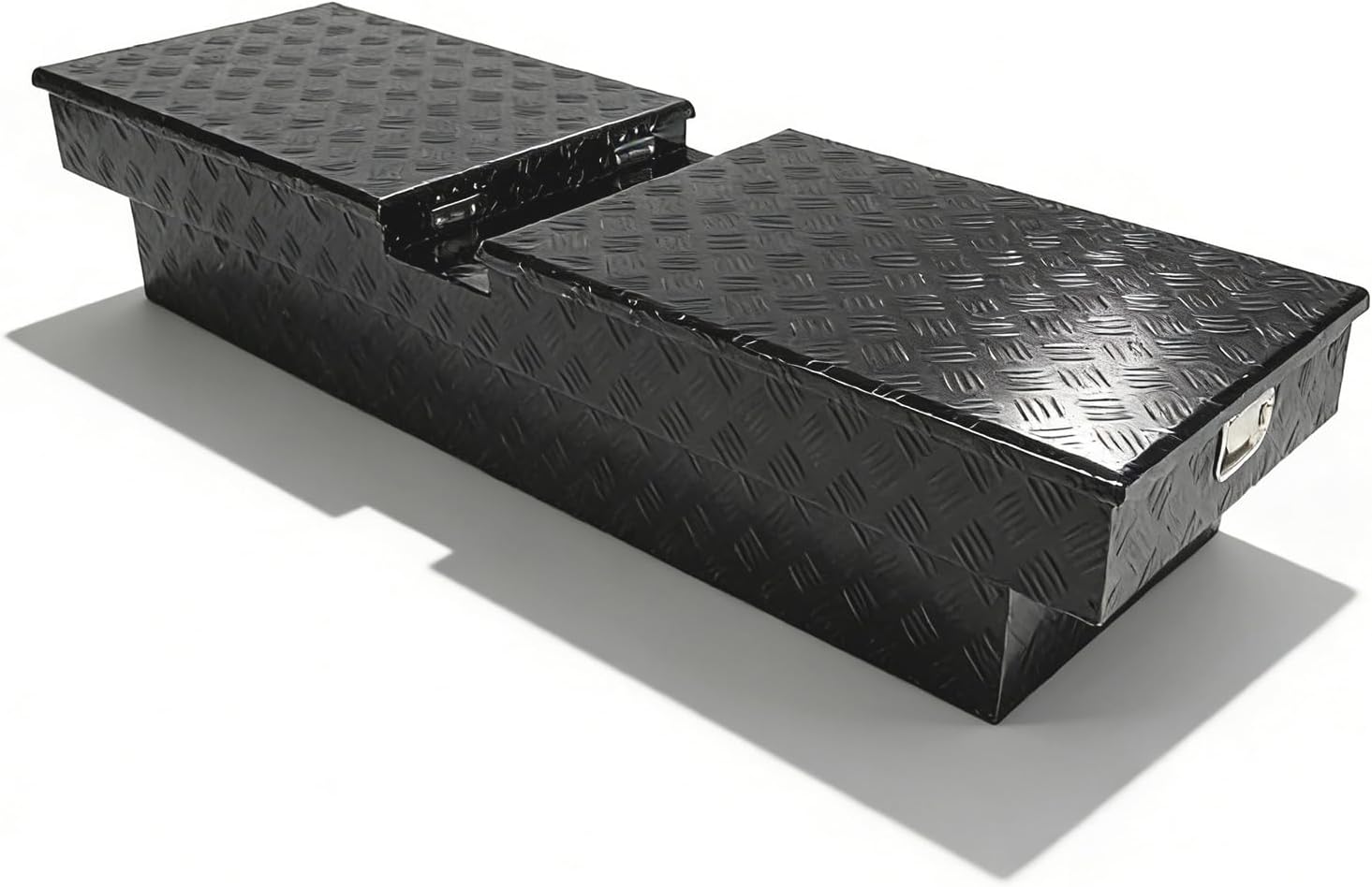 BLACKHORSE-RACING 70inch Heavy Aluminum Gull Wing Truck Tool Box,Crossover Truck Tool Box for Storage and Organization with 2 Latch Locks-Black(70' L x 20' W x 13' H)