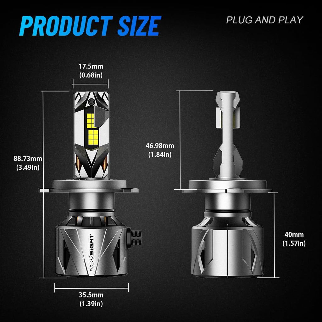 NOVSIGHT 𝗛𝟰 Fog Bulbs Upgrade, 900% Brighter 95,000LM, 240W Performance, Enhanced Cooling, 5-Min Installation, 100,000+ Hour Lifespan, IP68 & CANBUS Compatible, Pack of 2