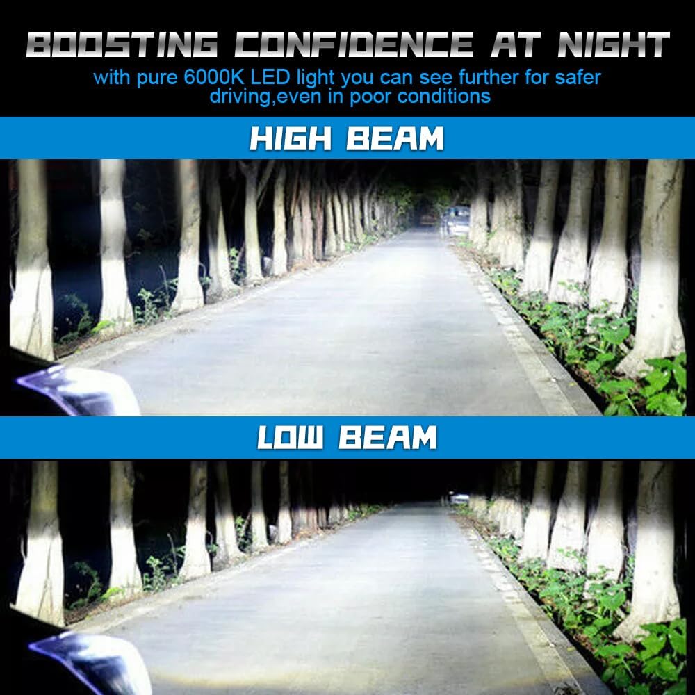 For Chevrolet Monte Carlo SS 1980 1981 1982 1983 1984 1985 1986 1987 1988, 4x6 inch Rectangular Hi-Low Sealed Beam Lights,With 4 pcs H4 6000K White LED Light Bulbs, with Adapter,8-Pack